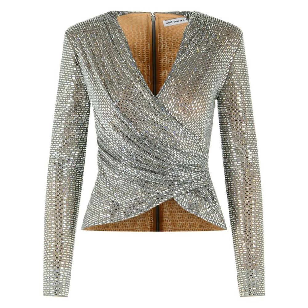 Self Portrait Grey Polyester Top Women